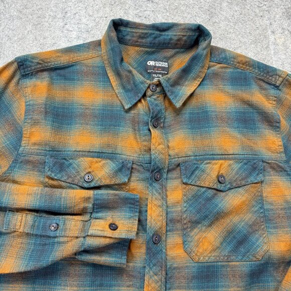 Outdoor Research Other - Outdoor Research Flannel Shirt Men 2XL Orange Blue Plaid